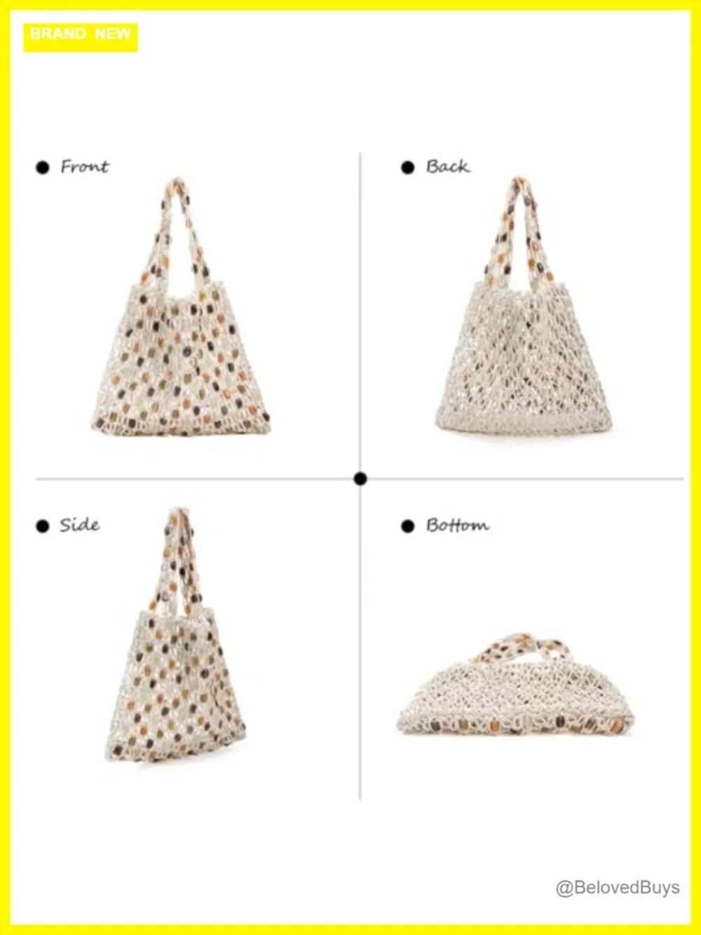 Handcrafted Crochet Shoulder Bag with Beaded Hobo Tote